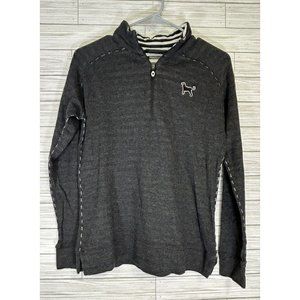 Kate Lord‎ Women's Gray 1/4 Zip Long-Sleeve Pullover Workout SzSmall Black Dog